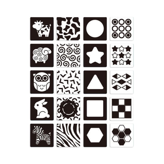 Tarjetas de contraste para bebés, tarjetas portátiles de actividades de aprendizaje temprano para regalo de cumpleaños en blanco y negro