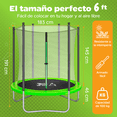 thumbnail image 3 of Trampolín Brincolín Yei Verde de 6 Pies con Red de Seguridad y Estructura de Acero 183 cm, 3 of 7