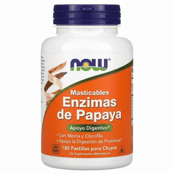 NOW Foods - Enzimas de papaya masticables, 180 pastillas