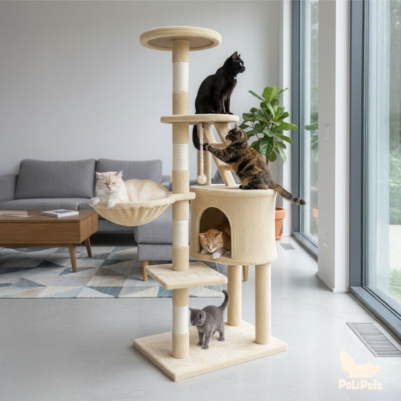 Mueble Rascador Para Gato Poli Pets Bambino Color Beige