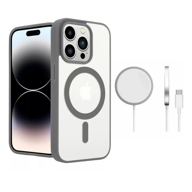 Funda para Iphone MR. GADGETS Magsafe Uso Rudo + Cargador Inalámbrico Iphone 12/12 Pro Titanio
