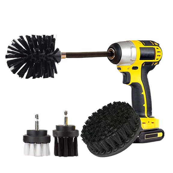 Kit de 3 cepillos para taladro para limpiar ruedas y baños | Eje de 1/4" de cambio rápido | Cerdas de nailon antirayaduras para bañeras, azulejos y juntas