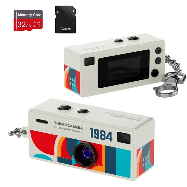 Sztongfei Digital Mini Cámara, Retro Compacta de Bolsillo, 2MP, 1080P, con Tarjeta TF de 32GB, Blanca