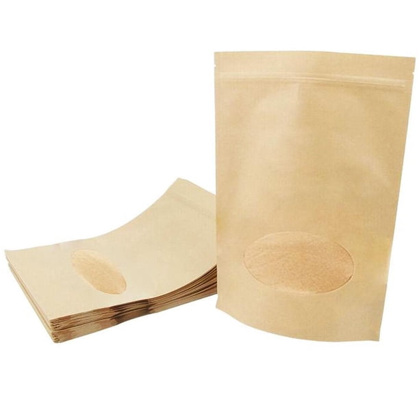 Bolsas Kraft Ventana RoundBag 13x18cm 100Pzs 200gr VentDepot Café Kraft Stand up Pouch