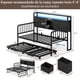 thumbnail image 2 of Cama Sofa Individual de Metal con Trundle Ajustable (Plegable con Ruedas), Cabecera con Almacenamiento, Luz LED, Estación de Carga, Cama Sofa para Sala/Dormitorio/ (196 * 112.5 * 107cm) (Negro), 2 of 9