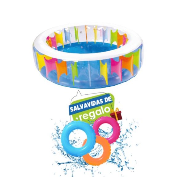 Alberca Inflable Circular Arcoiris Piscina para Niños 190 x 50 cm 560 L