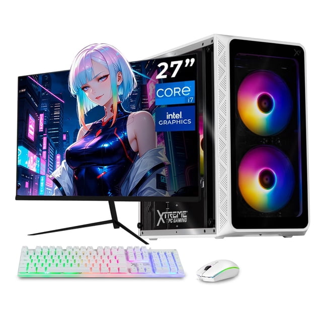 Computadora Escritorio Completa Xtreme PC Gaming Intel Core i7 12700 16GB SSD 500GB Monitor 27 WIFI White juegos casuales, trabajo y estudio