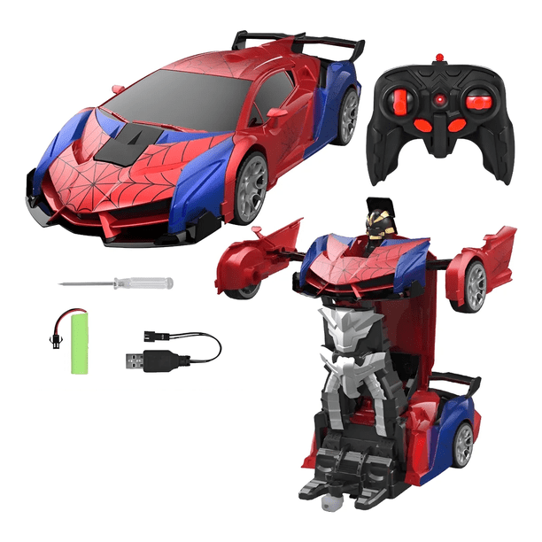 "2.4g Hombre Carro De Control Remoto Robot Deformación hombre araña Malubero, Rojo "