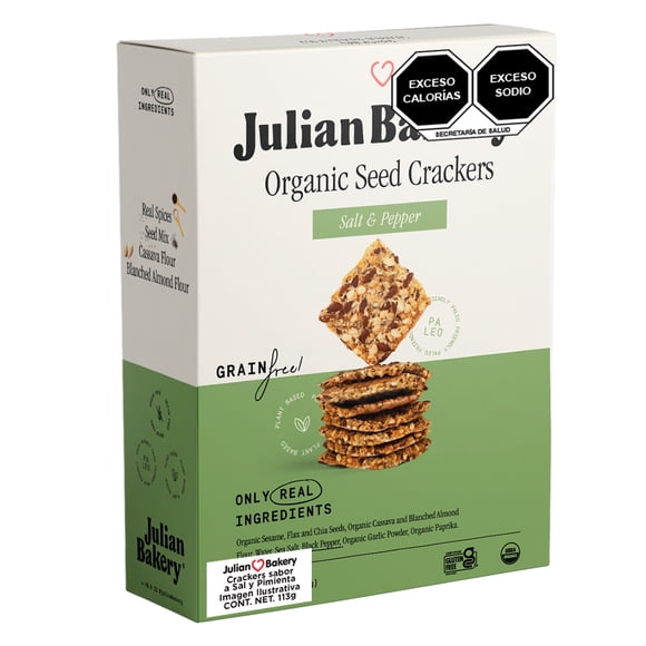 Crackers sabor Sal y Pimienta Galletas Julian Bakery