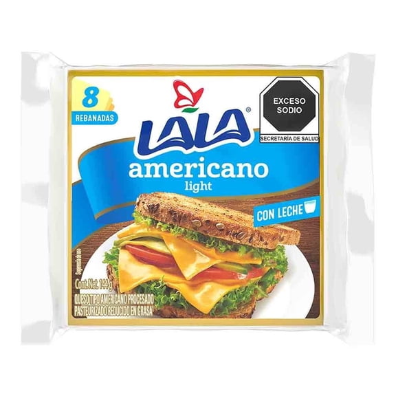 Queso Americano Lala Light Rebanado 144 g