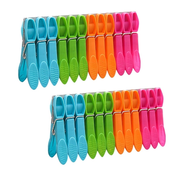 CLLC Juego de 24 pinzas de plástico de colores para la ropa, resistentes y con resorte, ideales para secar la ropa al aire.