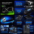 thumbnail image 3 of PC Gamer IA Advanced Xtreme PC Gaming ALIENWARE NVIDIA GeForce RTX 5070 Ti Intel Core Ultra 9 285 32GB DDR5 SSD 1TB Monitor Curvo 32 180Hz Sistema Liquido WIFI Alto Desempeño Creativo con IA Integrada, 3 of 6