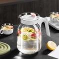 thumbnail image 1 of Jarra de vidrio para agua fría con tapa - 2,2L de gran capacidad, vidrio de alto borosilicato, boca ancha para fruta y hielo - rosa, verde o caqui, 1 of 6