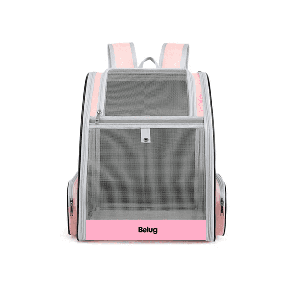 Mochila Transportadora Para Perros/gatos Plegable Belug Gris Rosa