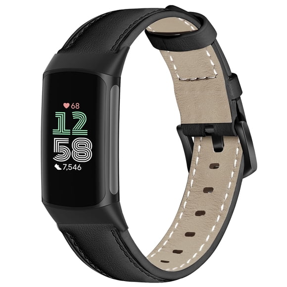 Correa de reloj Farluya Leather para Fitbit Charge 6/5 negra