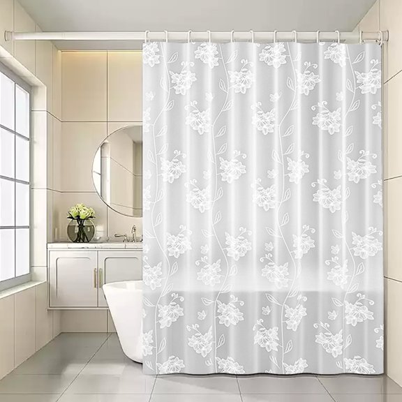 Cortina de Ducha Gruesa para Baño, Resistente Al Agua, con Barra, Tela Impermeable, Sin Perforaciones
