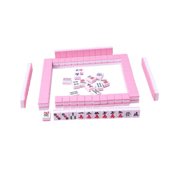 Juego de mini fichas de Mahjong en versión china, actividades clásicas de mesa para viajes Rosa