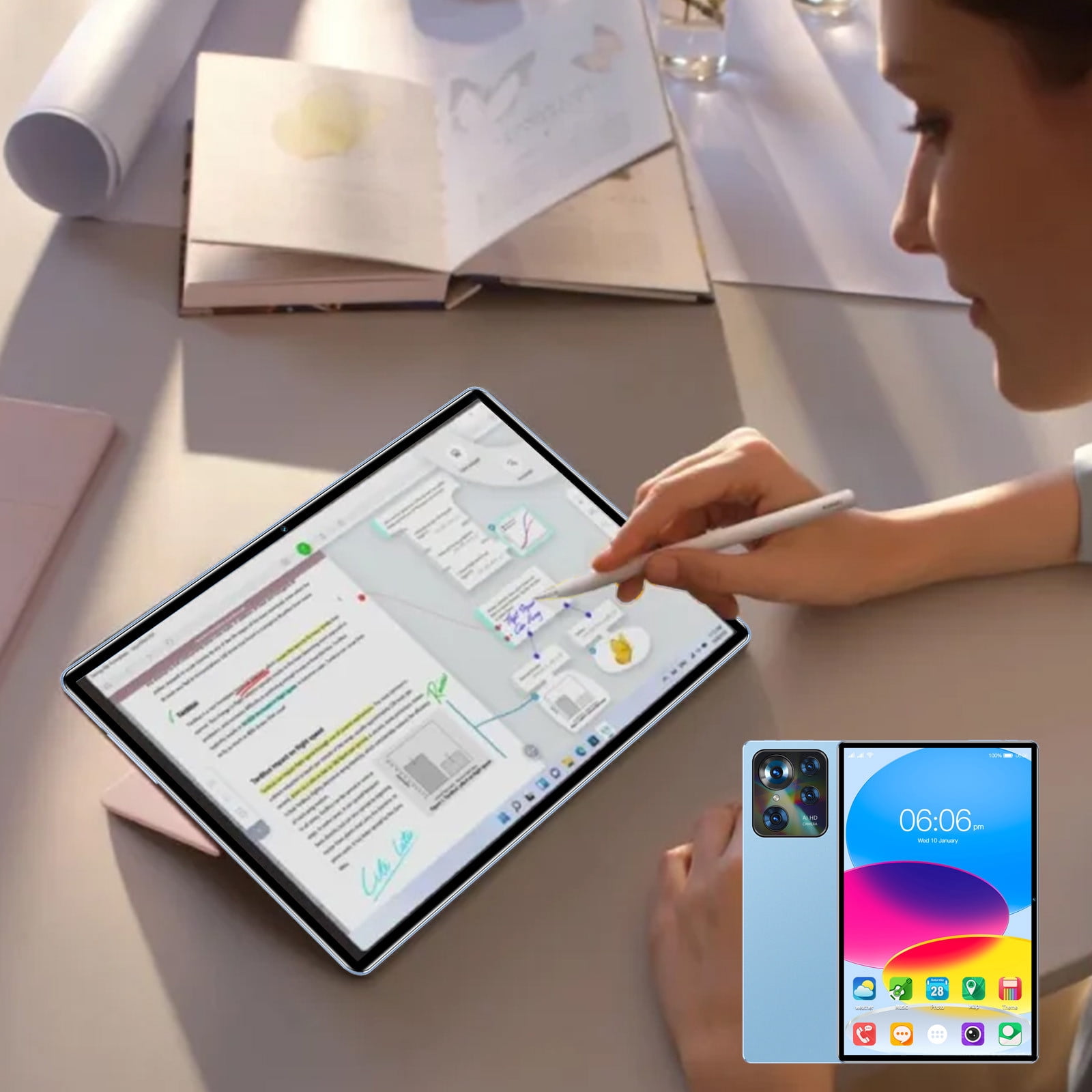 Tabletas de 10,1 pulgadas, tableta Android, PC con Bluetooth, WiFi 5G, compatible con tarjetas de expansión y SIM, comunicación de voz HD para aprendizaje, juegos, video, oficina, tableta de metal.