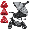 thumbnail image 2 of Carriola para Bebé Ligera y Plegable Asiento Reclinable Cinturón de 5 Puntos Charola Toldo Apta desde 6 Meses Hasta 18 kg - Gris, 2 of 6