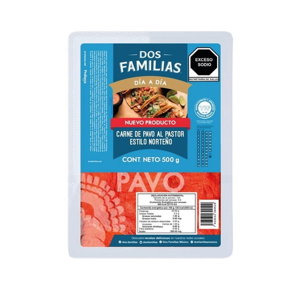 Carne de Pavo Dos Familias al Pastor Estilo Norteño 500 g