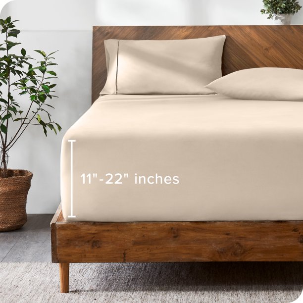 Sábana Ajustable Bare Home Premium 1800 Tamaño Twin Color Arena