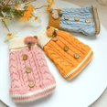 thumbnail image 5 of Zhuge Suéter para perro, abrigo cálido, suave, con botones retorcidos, tejido de punto, ropa de invierno, suéteres para perros, clima frío medio, amarillo, M, 5 of 5