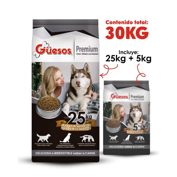 Alimento para perros Güesos  Premium 25kg + 5kg Combo (30kg)