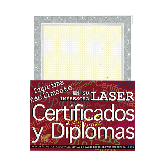 Papel Impreso Para Diplomas o Certificados tamaño carta con borde Color Plata con  50 hojas