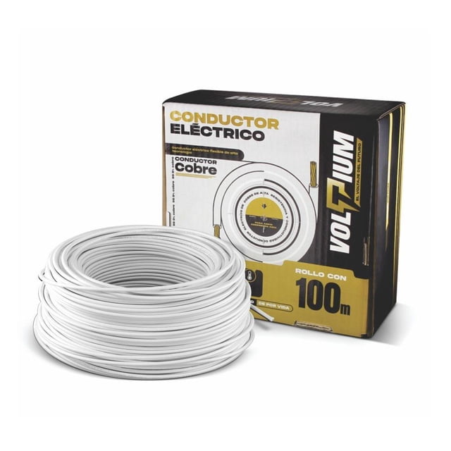 Cable Eléctrico Voltium Thw-ls / Thhw-ls, Calibre 8 Blanco 100% Cobre 100m