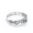 thumbnail image 3 of JeenMata Anillo Compromiso Filigrana Victoriano 7 Piedras 1,75 ct Brillante Redonda Ágata Verde Musgo Veteada Moissanita Baño Oro Blanco 18 K Plata, 3 of 6