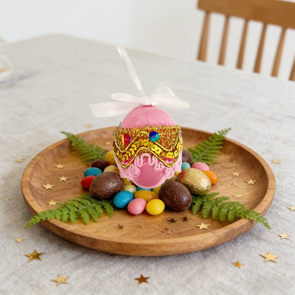 Colgante de huevo de Pascua con lazo | Decoración colgante de plástico de 6 cm para la búsqueda de huevos de Pascua, artículos de fiesta y rellenos de cestas | Apto para niños, reutilizable en azul,