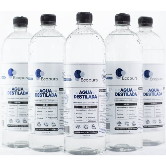 Agua destilada 1 litro, caja con 06 piezas.