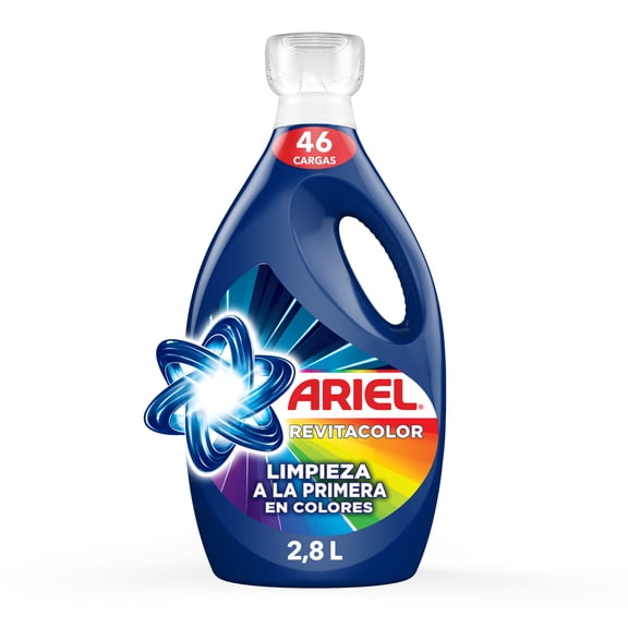 Detergente Líquido Ariel Revitacolor Limpieza a la Primera en Colores 2.8 l
