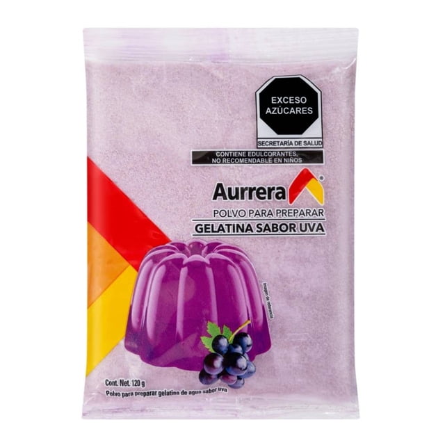 Polvo para preparar gelatina Aurrera uva 120 g
