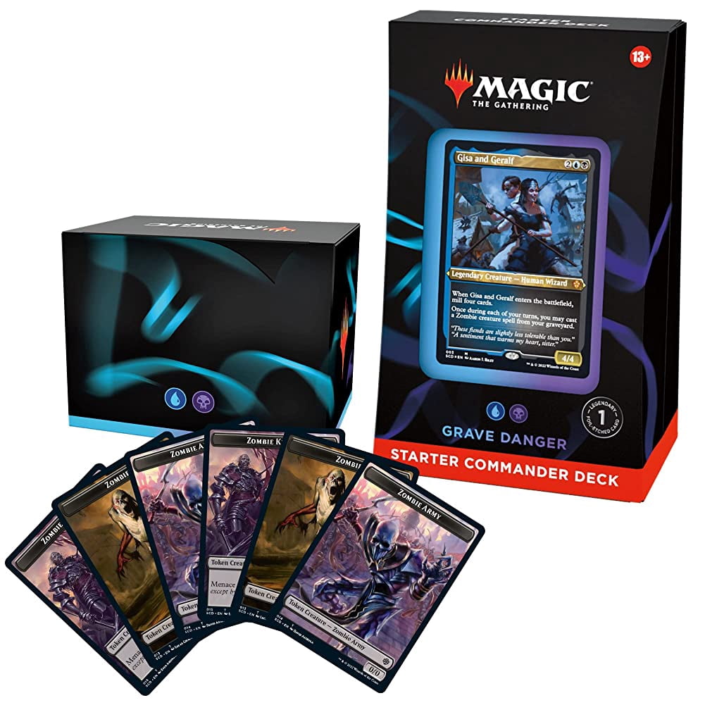Magic The Gathering Mazo Inicial de Commander, de Peligro de la Tumba (Azul-Negro)