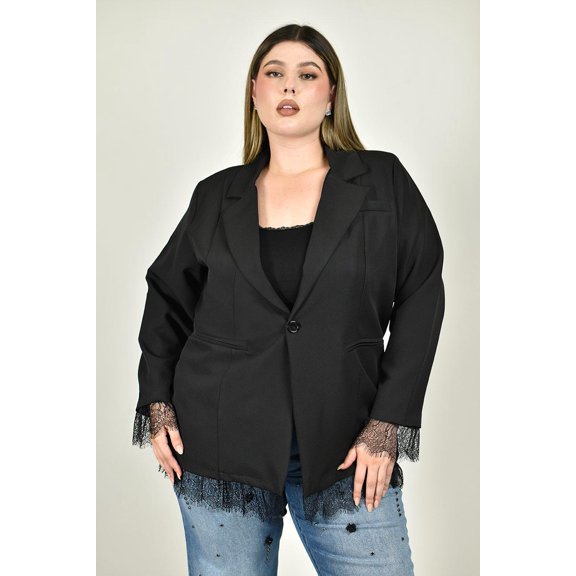 Blazer con detalle de encaje Roman Fashion /Tallas Extras, 2822 (Negro) negro 40