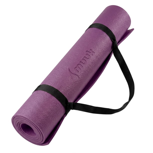 Tapete de Yoga MUUK Fitness 4mm 170x70cm Color Uva con Correa