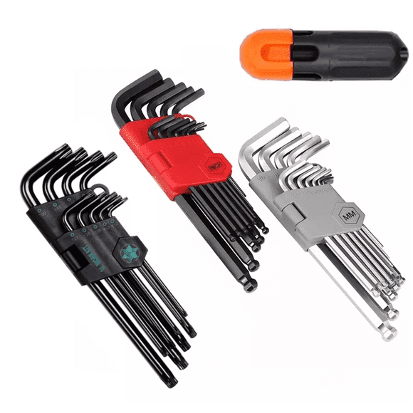Juego De Llaves Allen Pulgadas Y Métricas 36 pcs, negro plata rojo