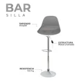 thumbnail image 3 of Sillas para Bar y Barra de Cocina con Respaldo y Reposapies de Altura Ajustable Banco Taburete Giratorio con Asiento Acolchado de Diseño Moderno Set 3 Piezas Gris, 3 of 6