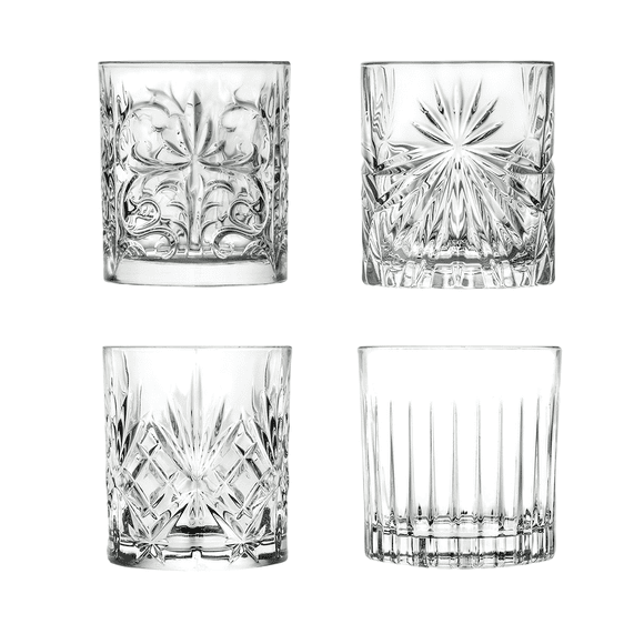 Set de 4 Vasos Old Fashion Ambient 21 Cristal Italiano 318 Ml Con Caja de Regalo