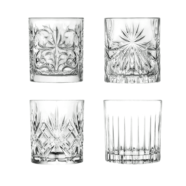 Set de 4 Vasos Old Fashion Ambient 21 Cristal Italiano 318 Ml Con Caja de Regalo