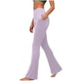 thumbnail image 1 of Amzcrzy Leggings Acampanados Mujer S-2XL - Yoga, Cintura Alta Sin Costura Delantera, Muy Elásticos Cómodos, Color Liso, Bolsillos Rosa, 1 of 6