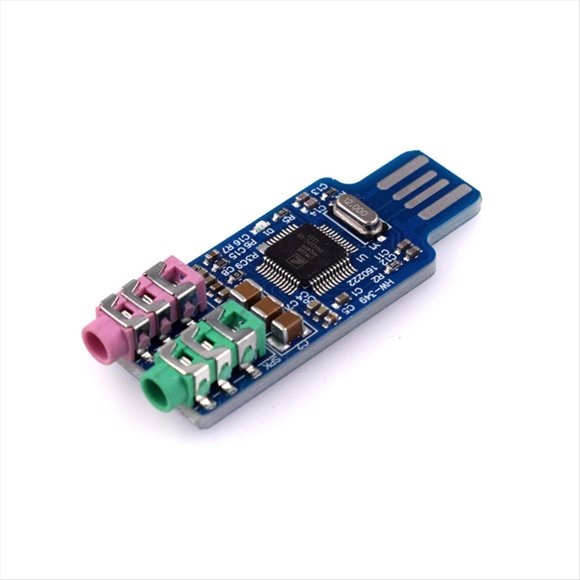 Módulo de Interfaz de Audio USB CM108 de 2 Piezas, Tarjeta de Sonido Externa Sin Controlador con ADC/ de 24 Bits y Conector Estéreo de 3,5 mm I2S.