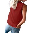 thumbnail image 3 of Camiseta de Tirantes Holgada Sin Mangas con Cuello en V y Encaje de Pestañas de Verano, Color Rojo Vino, Talla S, 3 of 10