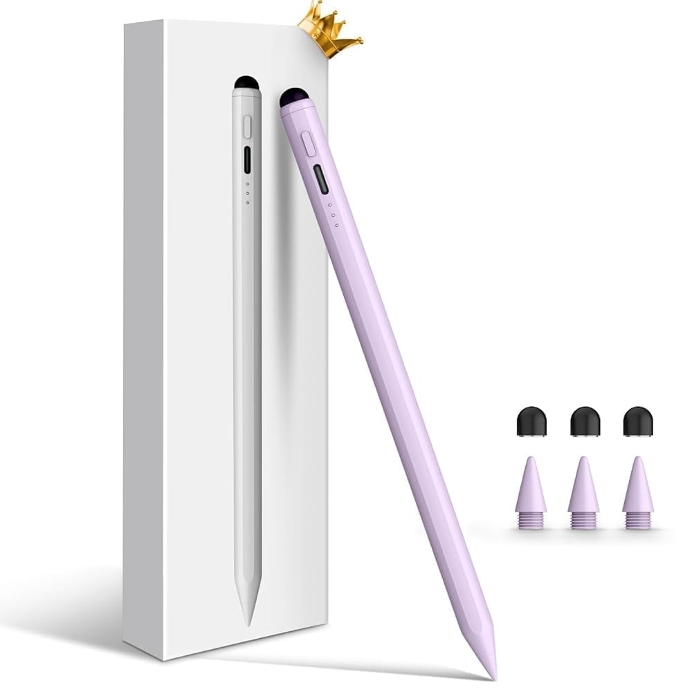 Antier Stylus for Lápiz para Apple iPad (2018-2025), Carga Rápida USB-C Lápiz iPad con Sensibilidad a la Inclinación y Rechazo de Palma, Alternativa de Doble Punta Apple Pencil iPad Pro/Air/Mini