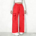 thumbnail image 4 of Pantalones de pana para niñas, cintura elástica, corte holgado, cordón ajustable, bolsillos, pantalones casuales para niñas con pana de mezcla de algodón de textura suave, tallas de 5-6 a 14-15 años., 4 of 5