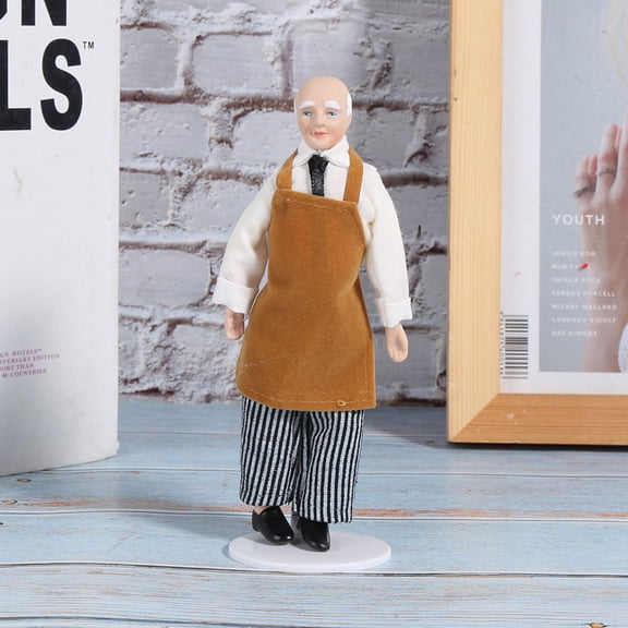 Muñeca De Porcelana En Miniatura, Modelo De Muñeca Ornamentada, Chef, Sirviente, Accesorio Para Casa De Muñecas, Juguete De Cerámica A Escala 12 Para Decoración De Casa De