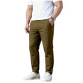 thumbnail image 4 of Amzcrzy Pantalones Clásicos Hombre Color Liso Cintura Elástica Cómodos Transpirables Elásticos Moda Informal Senderismo Pescar Correr Ejercicio Bolsillos Tallas S-3XL Marrón, 4 of 8
