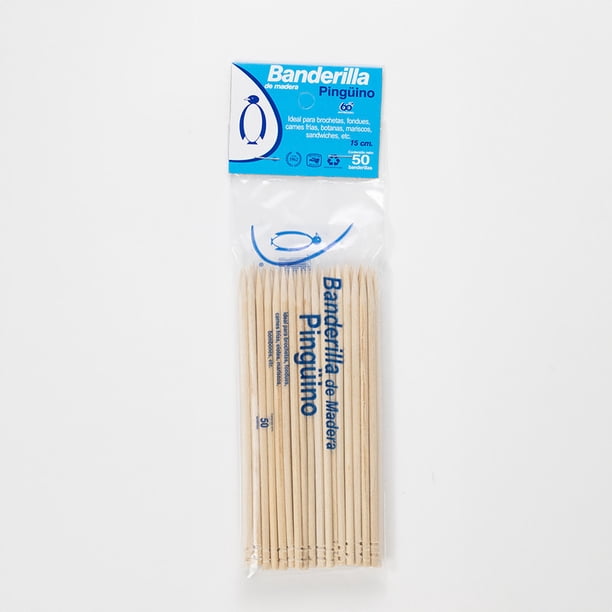 Banderilla De Madera Pingüino Paq. 10 Bolsas Con 50 Uds. C/u