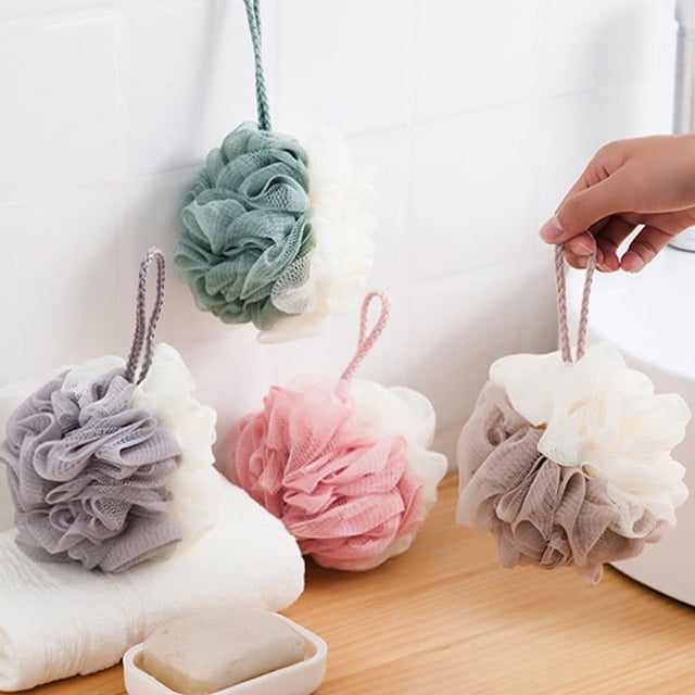 MTBLYS Esponja de baño tipo lufa, paquete de 3 | Esponja exfoliante de malla | Esponja para ducha y baño | Tamaño grande | Juego de 3 piezas